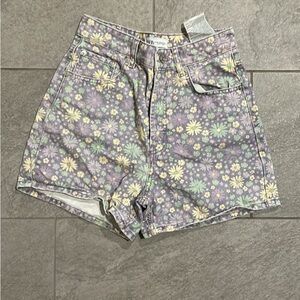 Zara purple shorts yellow flowers
